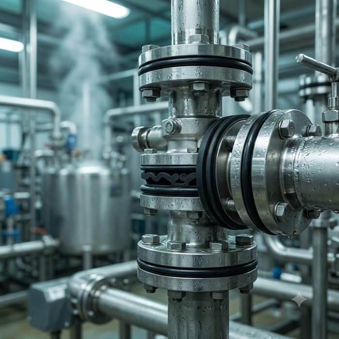 Chemical plant piping with sealed valve connections